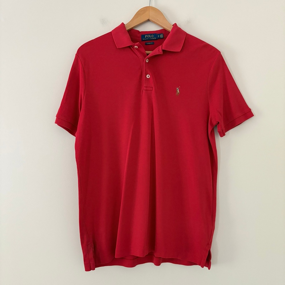 Polo Ralph Lauren Mens Shirt S Red Classic Fit Short Sleeve Pony Logo Cotton